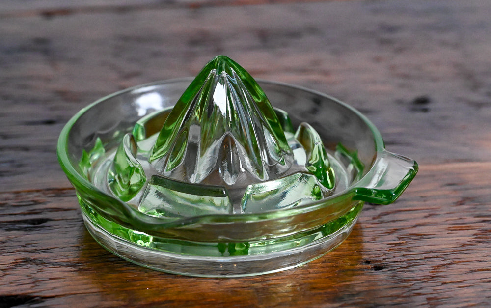 green uranium glass citrus reamer