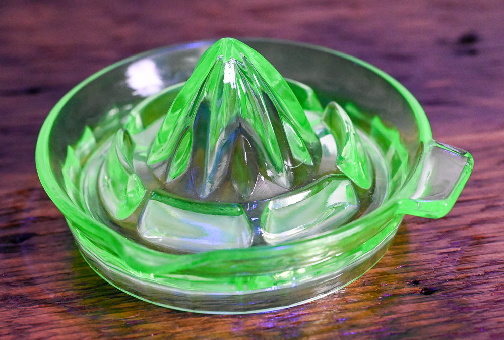 green uranium glass citrus reamer
