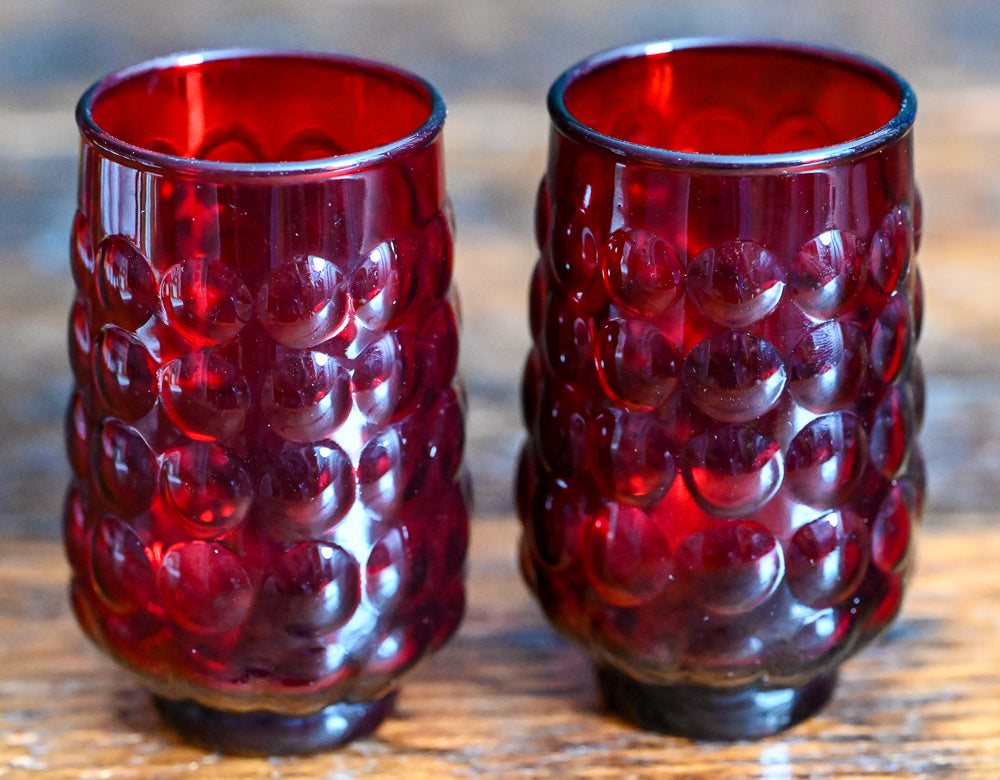 ruby red bubble juice glass