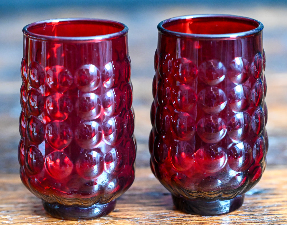 ruby red bubble juice glass