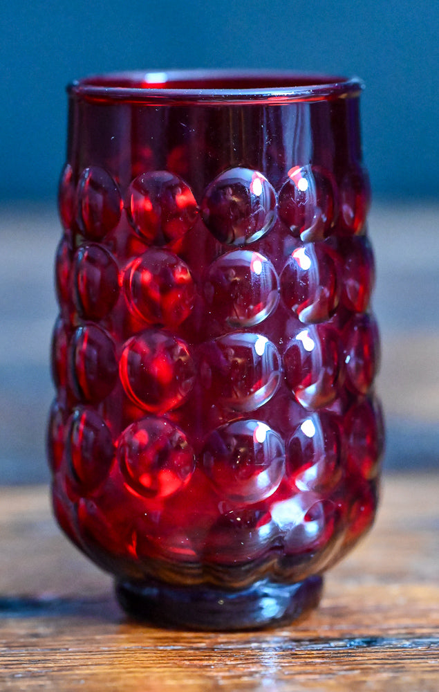 ruby red bubble juice glass