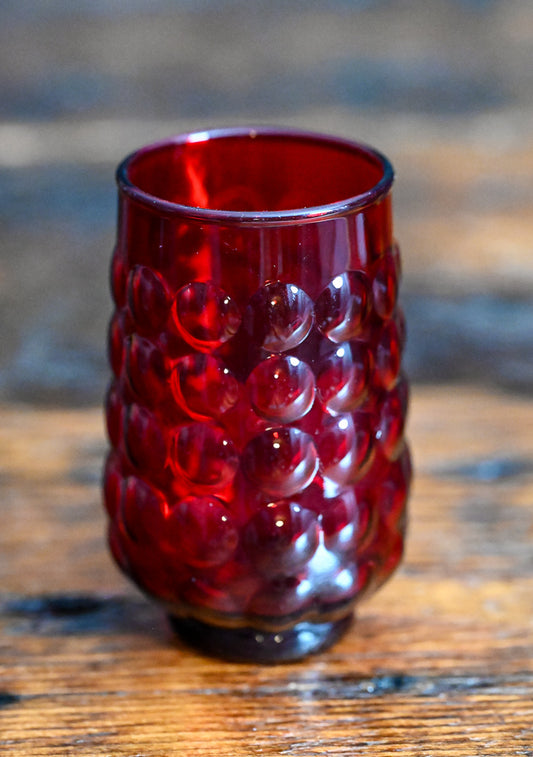 ruby red bubble juice glass