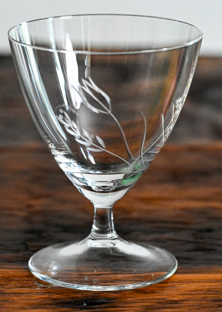 Floral vines etched goblet