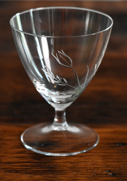 Floral vines etched goblet