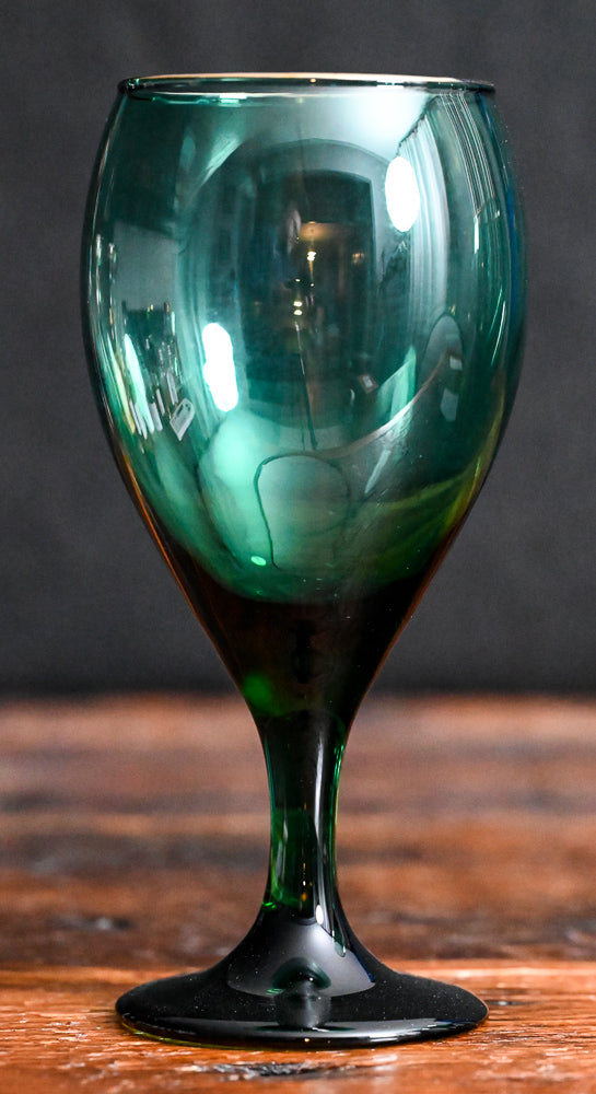 Libbey Juniper Green Wine Glasses with gold rim