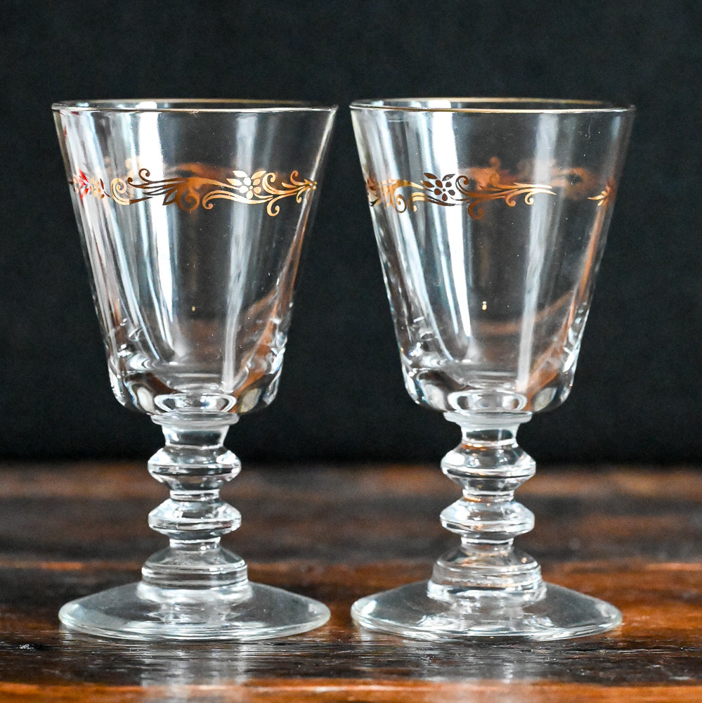 Homer Laughlin gold crown wine goblets