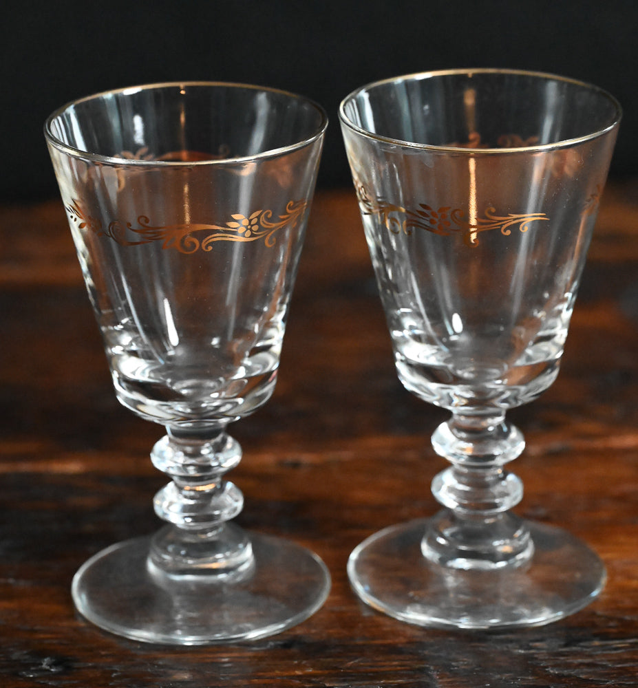 Homer Laughlin gold crown wine goblets