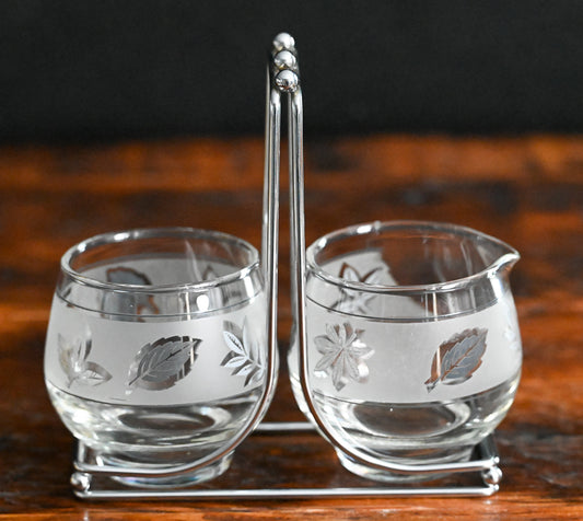 Libbey Silver Foliage Frosted Cream and Sugar Set