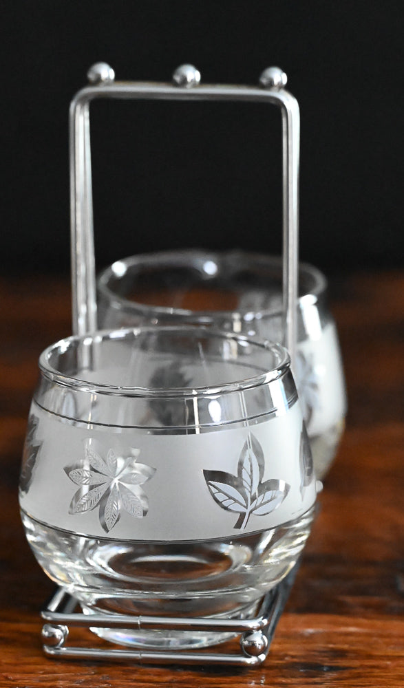 Libbey Silver Foliage Frosted Cream and Sugar Set