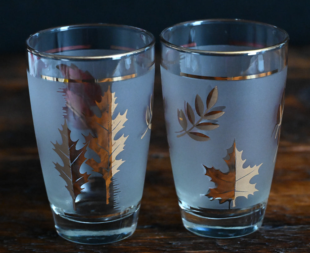 Libbey gold leaf frosted tumbler