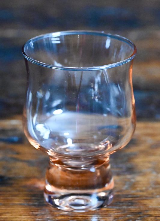 pink glass, low stemmed goblets