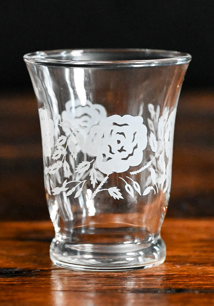 Libbey white roses juice glasses