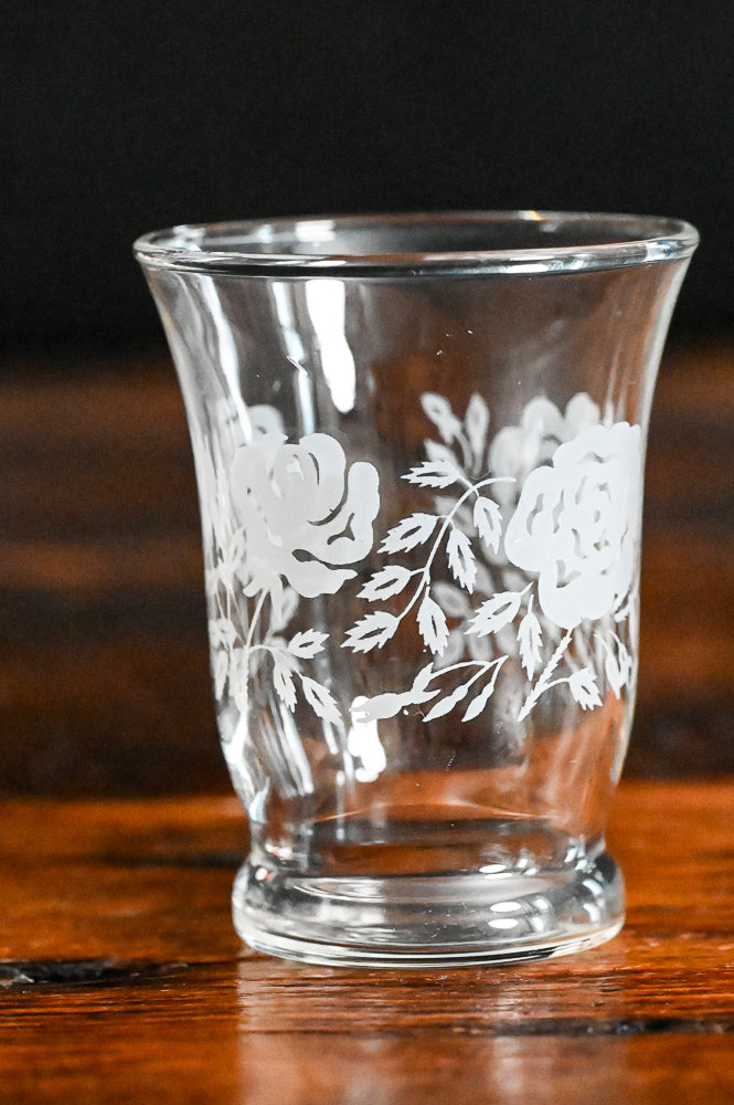 Libbey white roses juice glasses