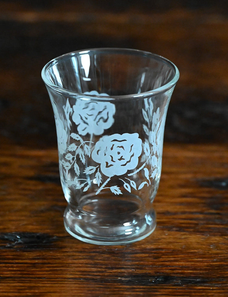 Libbey white roses juice glasses