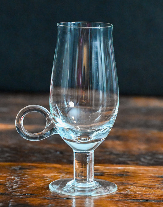 clear glass handled pedestal goblet