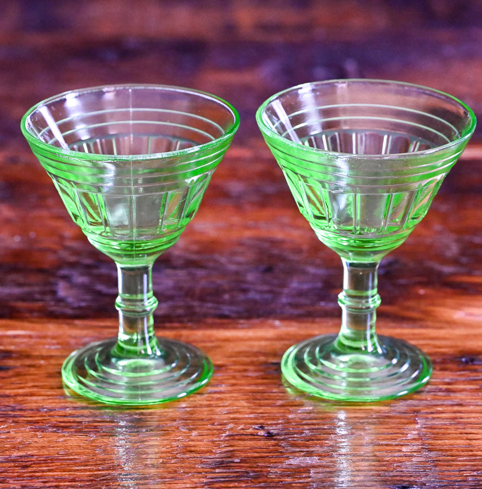 Hazel Atlas New Century light green Uranium liquor glasses