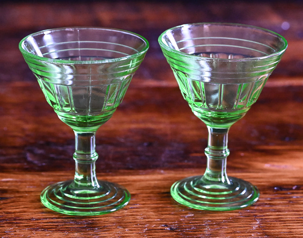 Hazel Atlas New Century light green Uranium liquor glasses