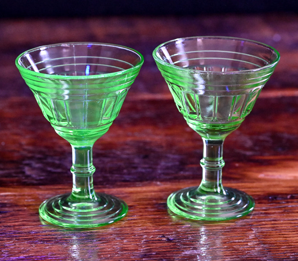 Hazel Atlas New Century light green Uranium liquor glasses