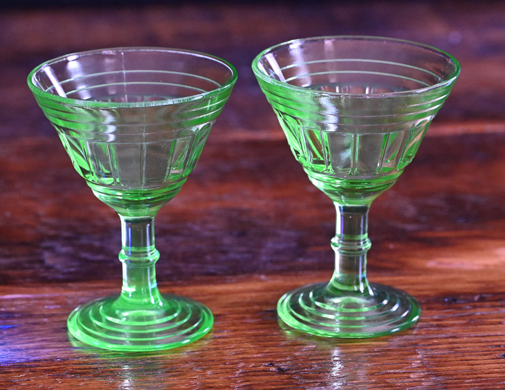 Hazel Atlas New Century light green Uranium liquor glasses