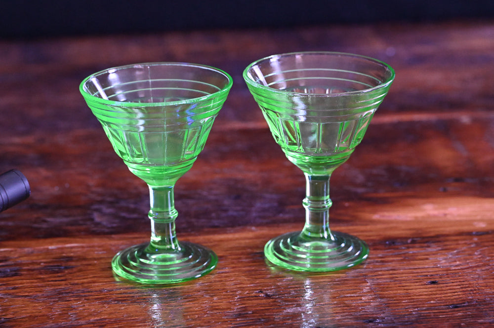 Hazel Atlas New Century light green Uranium liquor glasses