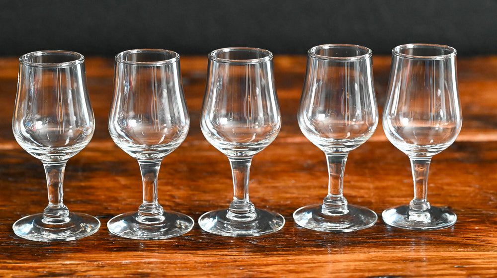 clear tulip cordial glasses