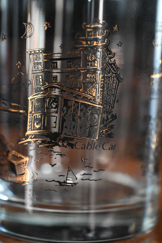 Black and Gold print San Francisco Souvenir Rocks Glass
