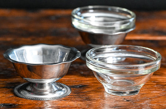 stainless steel and glass bowls