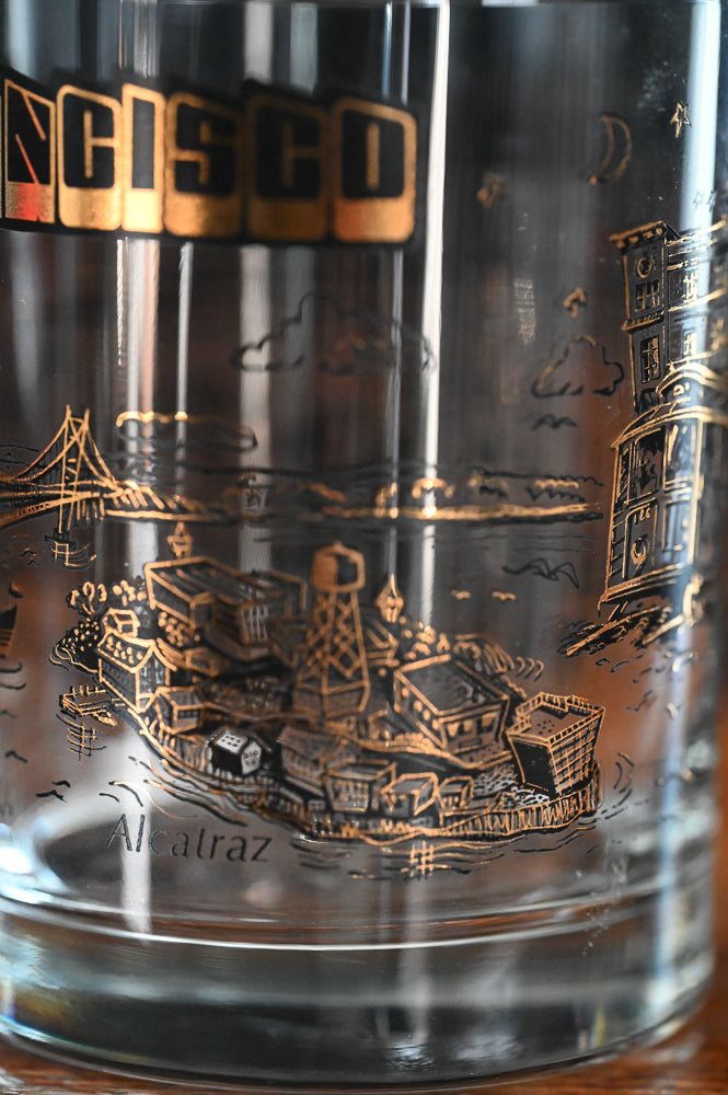 Black and Gold print San Francisco Souvenir Rocks Glass