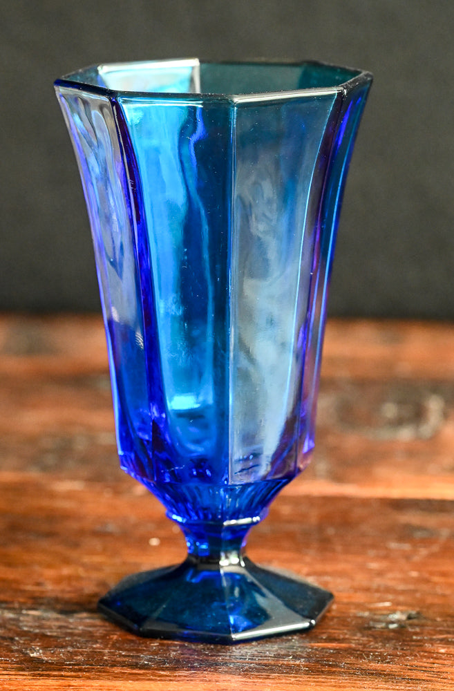 Vintage Independence Glass Cobalt Blue Octagonal Ice Tea Glasses