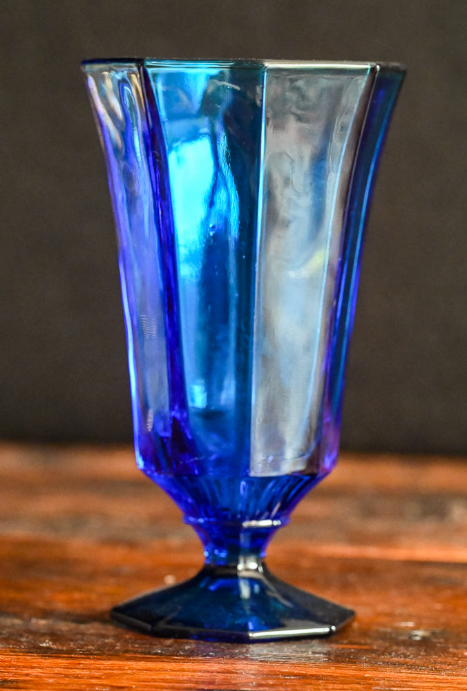 Vintage Independence Glass Cobalt Blue Octagonal Ice Tea Glasses