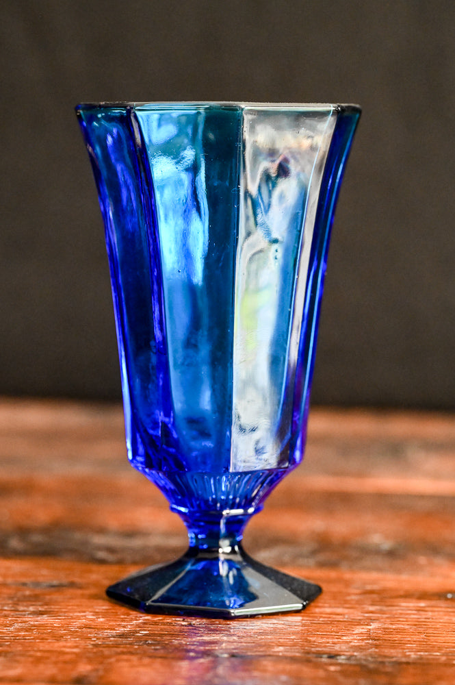 Vintage Independence Glass Cobalt Blue Octagonal Ice Tea Glasses