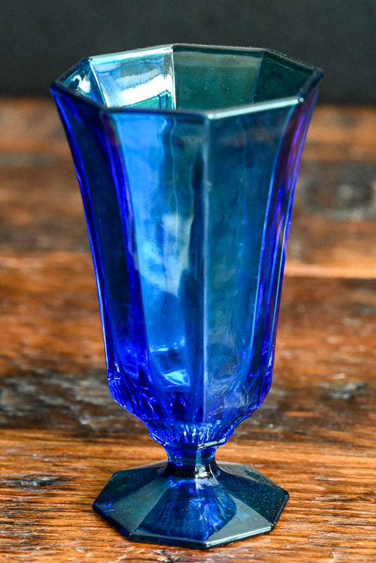 Vintage Independence Glass Cobalt Blue Octagonal Ice Tea Glasses