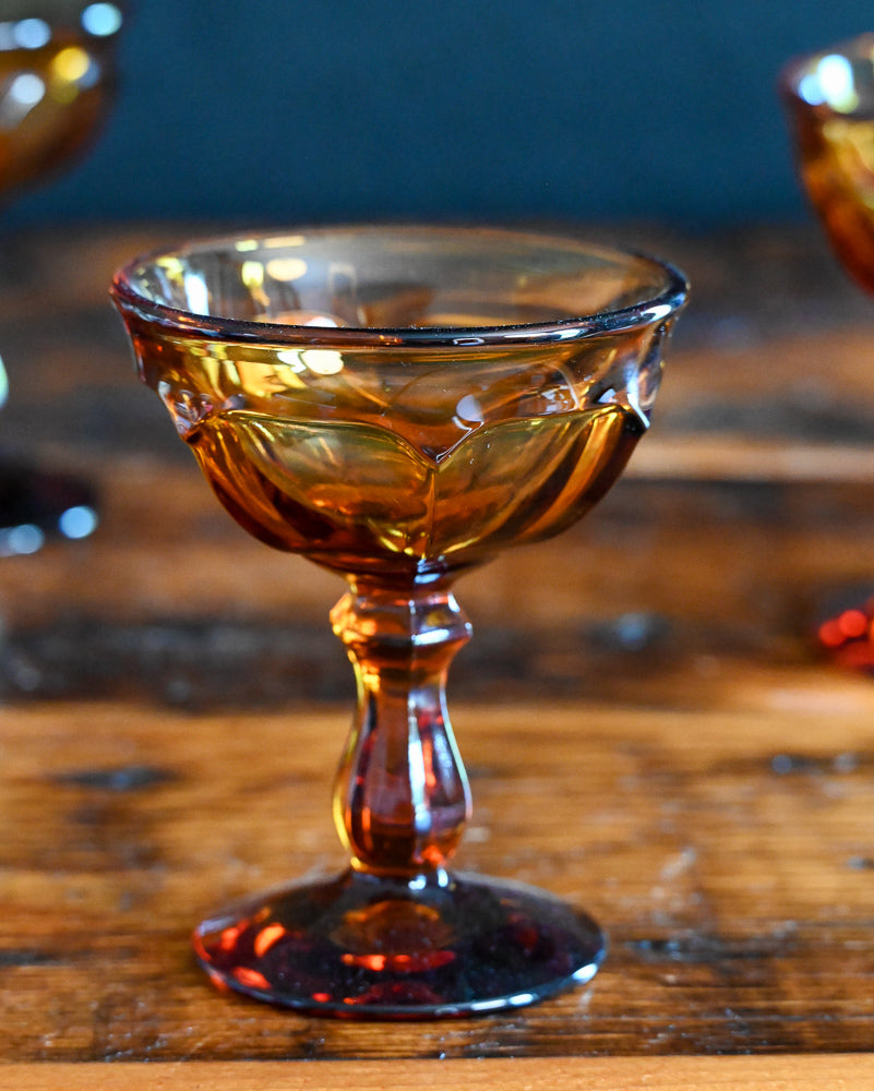 amber glass Imperial Glass Old Williamsburg coupes