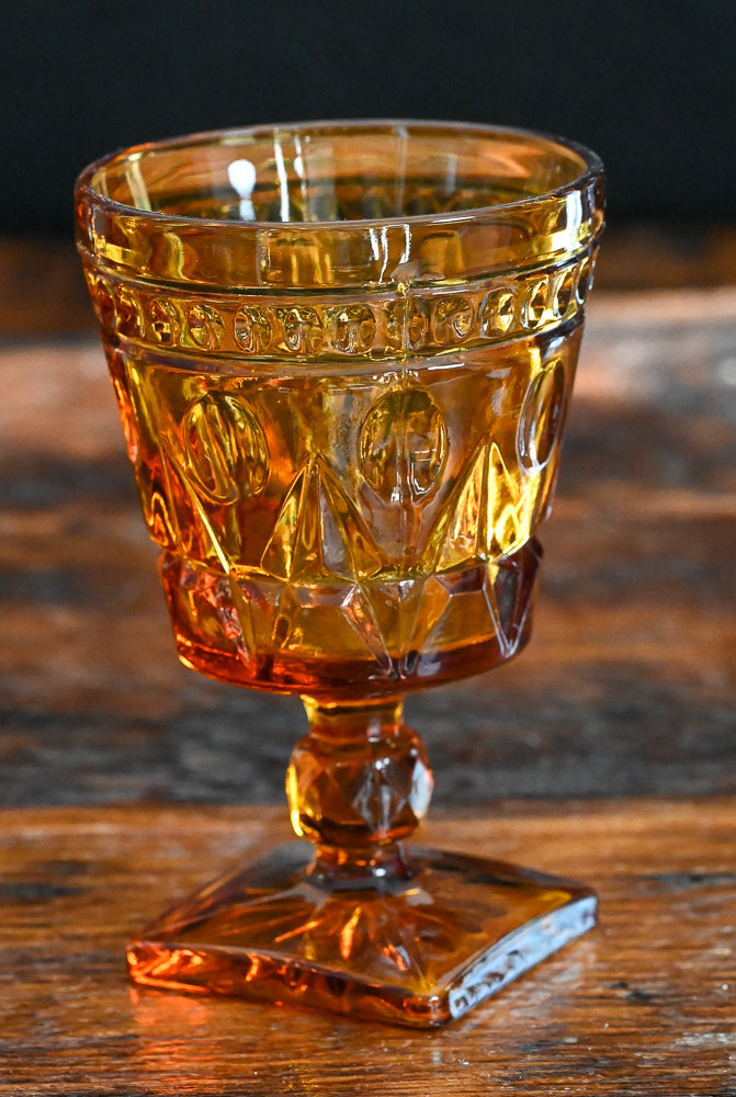 amber Indiana Glass Colony Park Lane Goblets