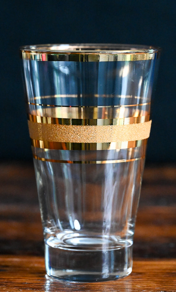 gold rimmed and banded tumblers with gold textured band