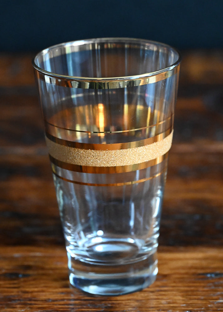 gold rimmed and banded tumblers with gold textured band