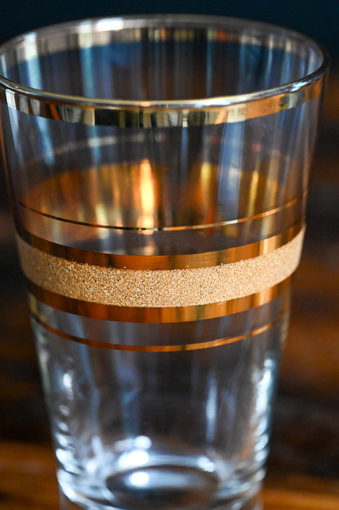 gold rimmed and banded tumblers with gold textured band