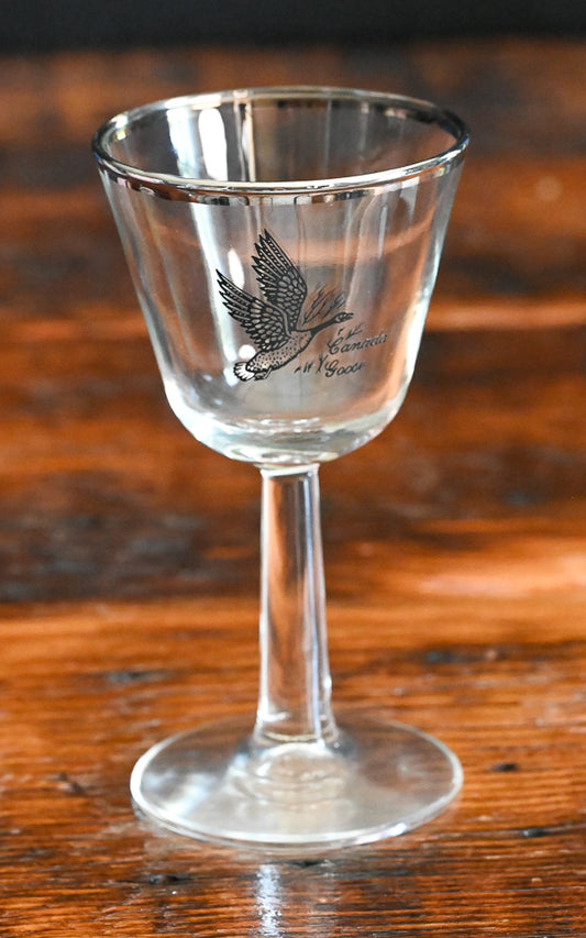 Canada Goose liquor glass with silver rim