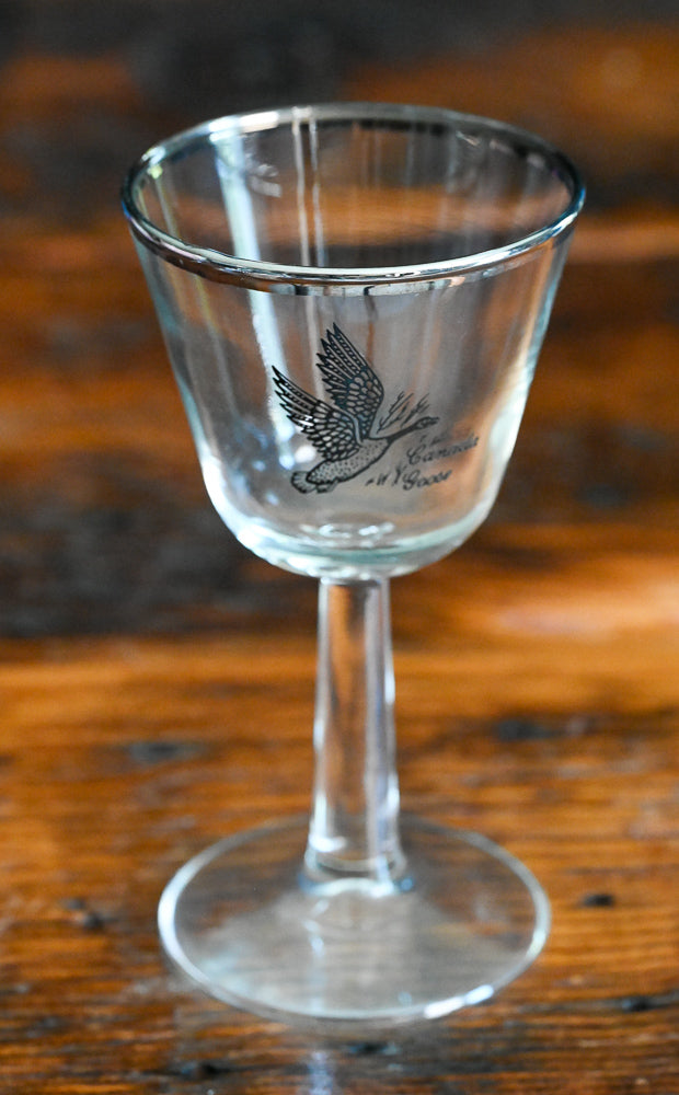 Canada Goose liquor glass with silver rim