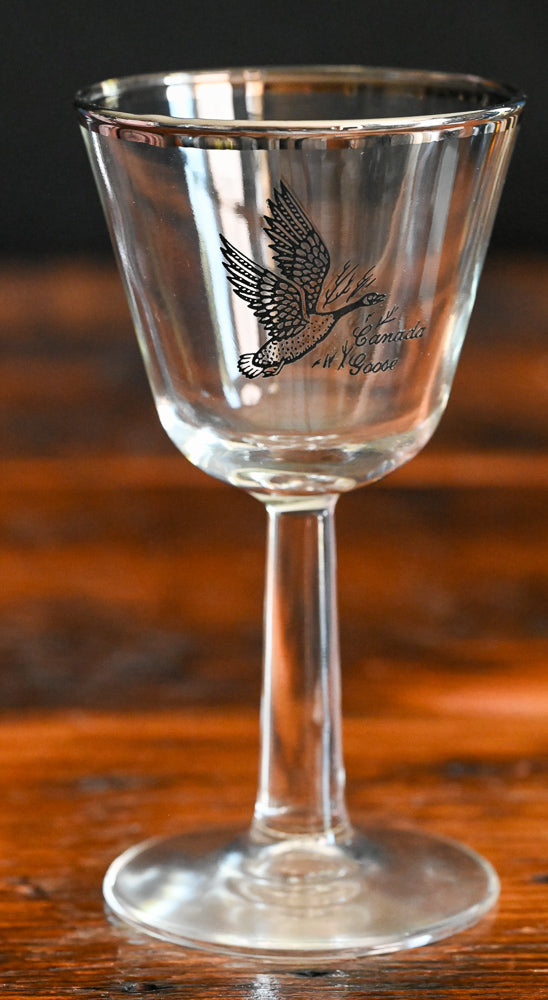 Canada Goose liquor glass with silver rim