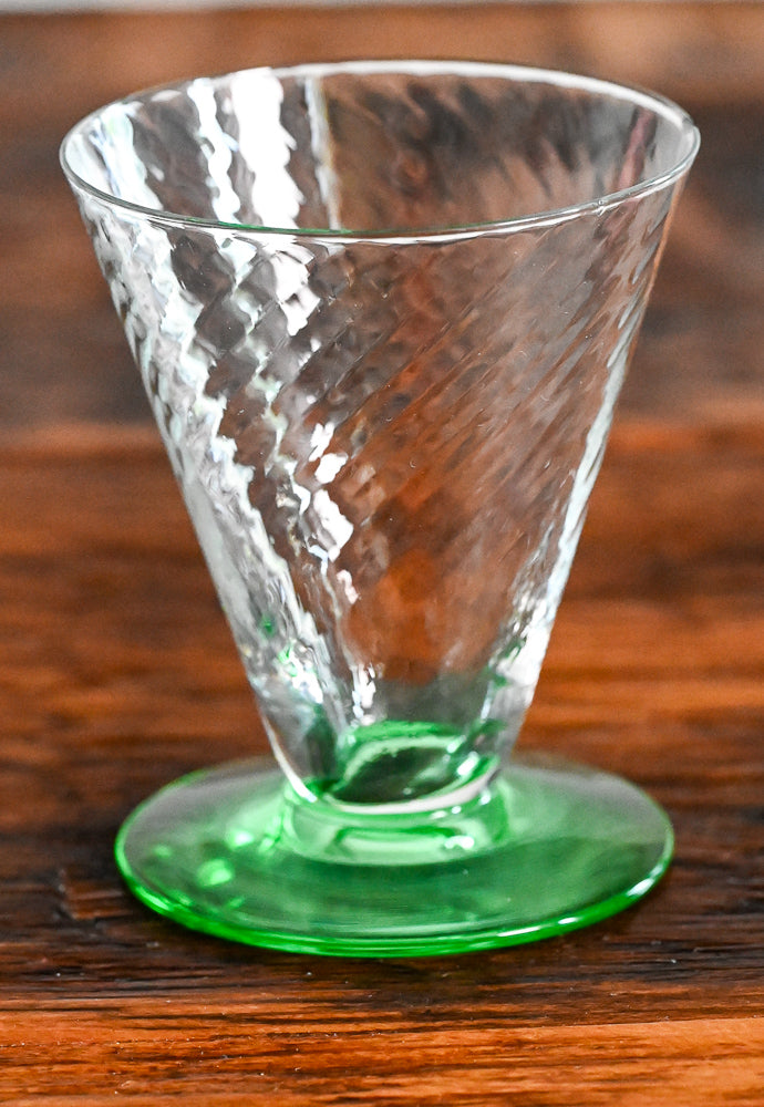 clear glass with green base