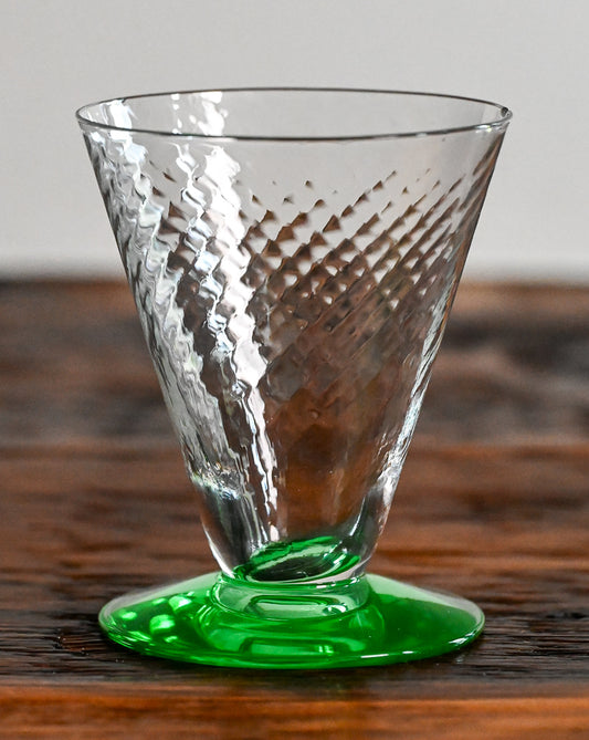 Fostoria clear glass with green base