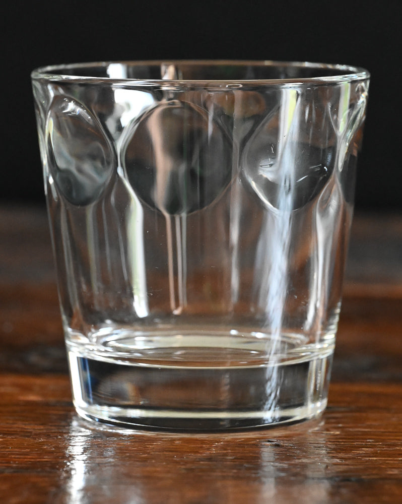 thumbprint rimmed clear rocks glass