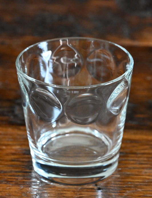 thumbprint rimmed clear rocks glass