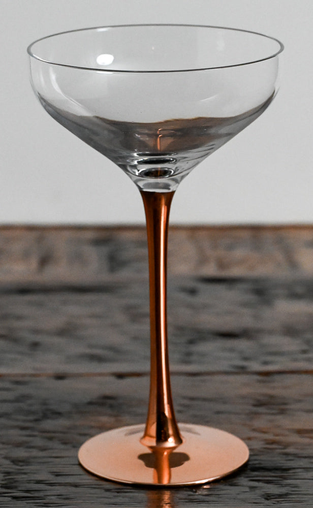 Coppertino clear coupe with copper stem