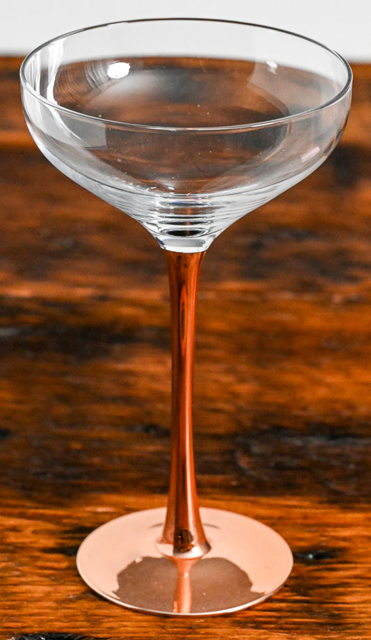Coppertino clear coupe with copper stem