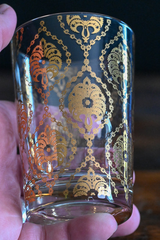 gold Moroccan print tea glass
