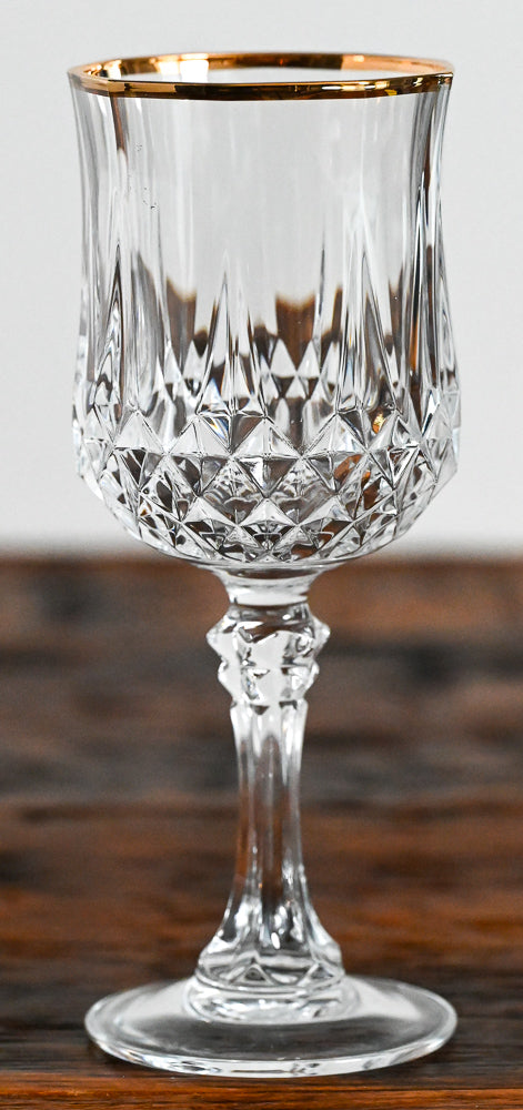 Cristal D'arques clear goblet with gold rim