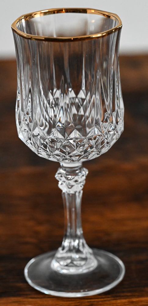 Cristal D'arques clear goblet with gold rim