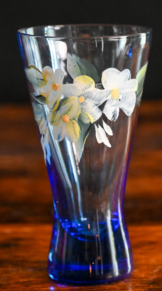 Blue Handpainted White Flower Tumblers